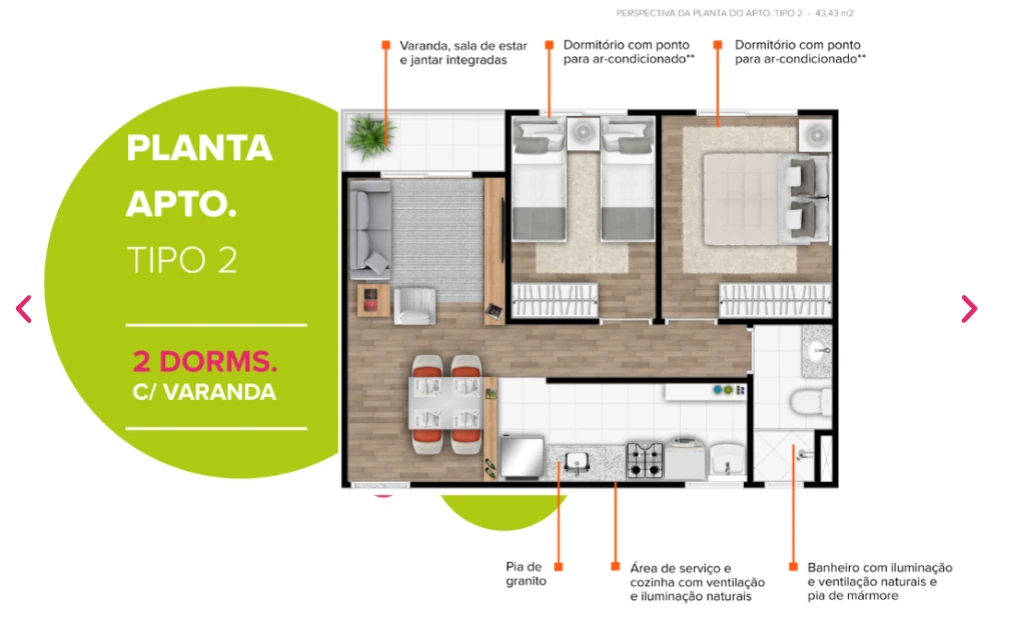 Planta 43m² 0